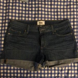 Paige dark denim cuffed jean shorts